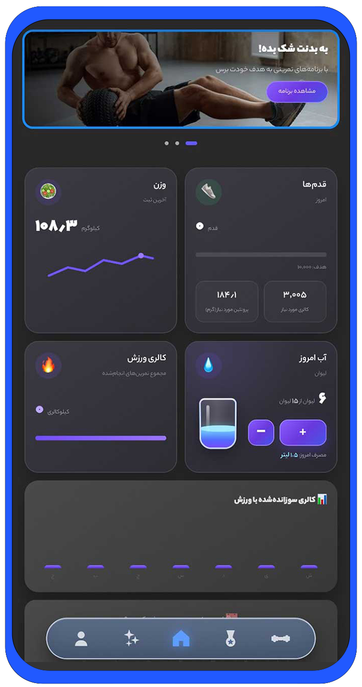 صفحه برنامه ورزشی اختصاصی در اپلیکیشن فیت پلاس