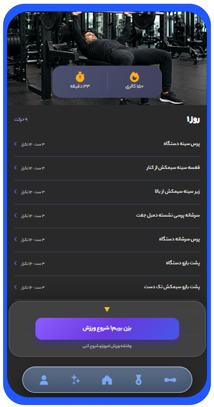 گزارش پیشرفت و کالری در فیت پلاس